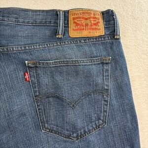 Levis 527 Bootcut Jeans Mens 42x29 Blue Whiskered Cowboy Western Casual Faded